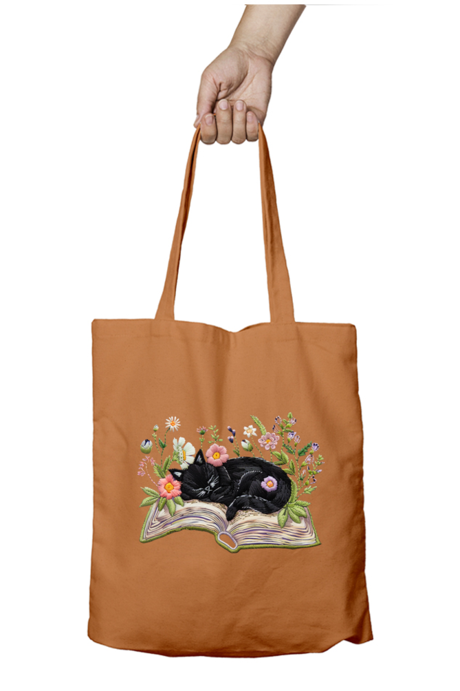 The Bibliophile Cat Zipper Tote Bag